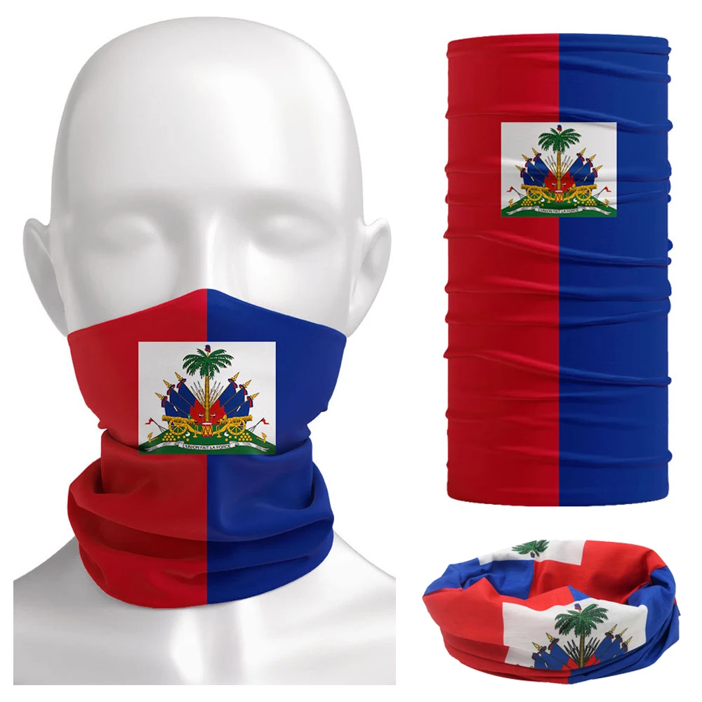 Haiti National Flag Bandana Outdoor Headband Running Cycling Scarf Women Neck Gaiter Cover Breathabler Fishing Face Mask for Men