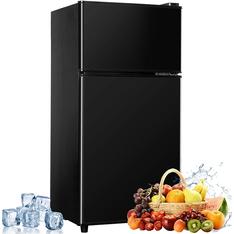 Mini refrigerador con congelador en la parte superior, refrigerador compacto de 3,2 pies cúbicos con termostato ajustable de 7 niveles, refrigerador pequeño