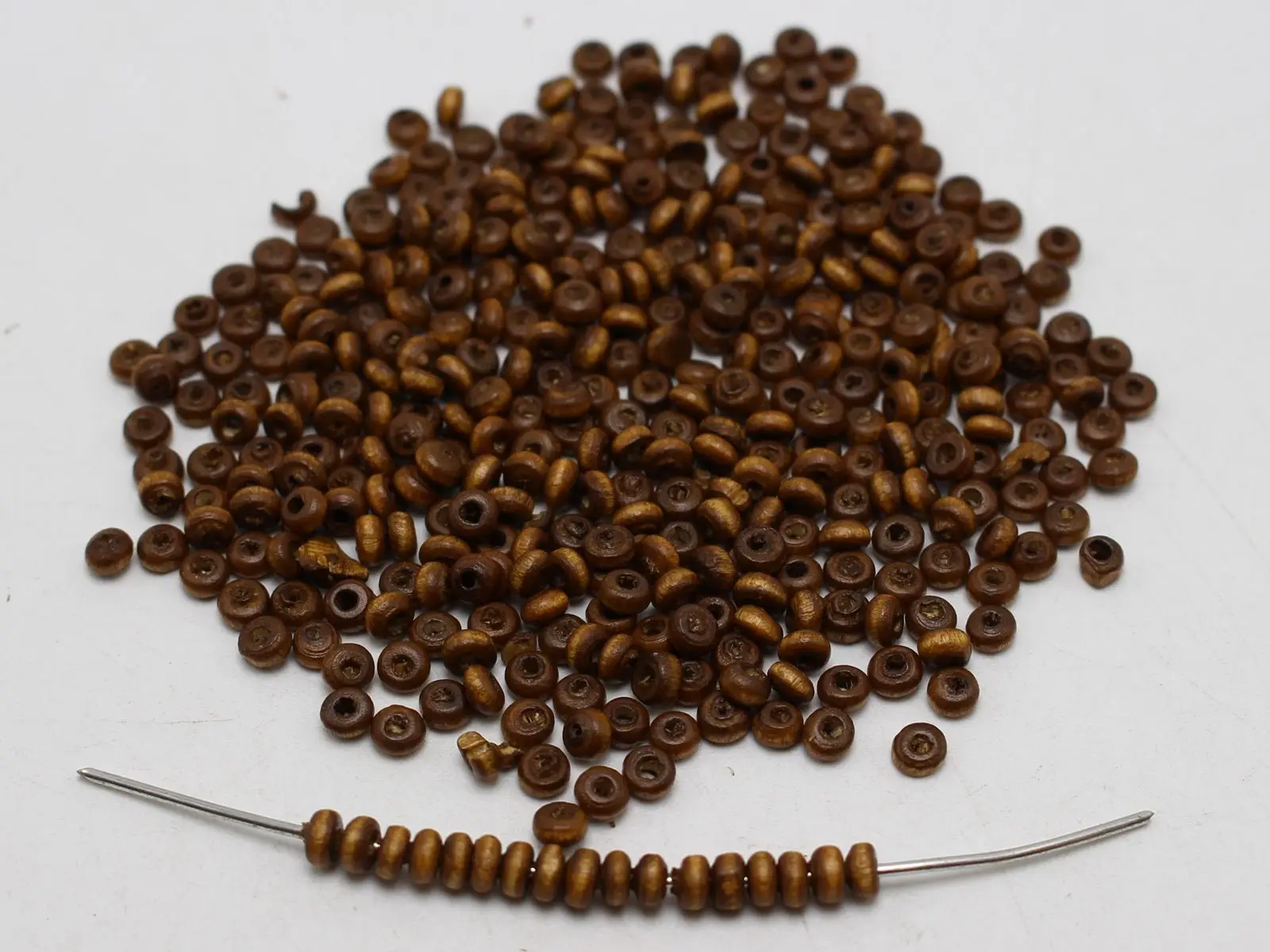 1000  Coffee 4mm Round Wood Seed Beads~Wooden