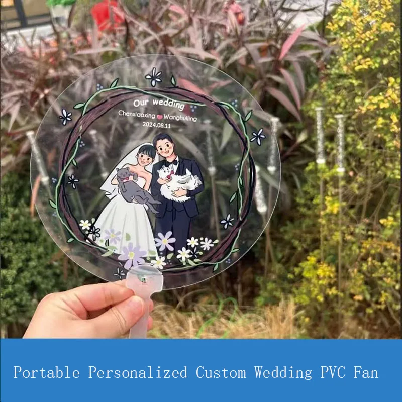 Eventails-de-mariage-en-pvc-transparent-personnalises-cadeau-d'invite-de-fete-prenuptiale-personnalise-faveur-de-mariage-unique-50-pieces