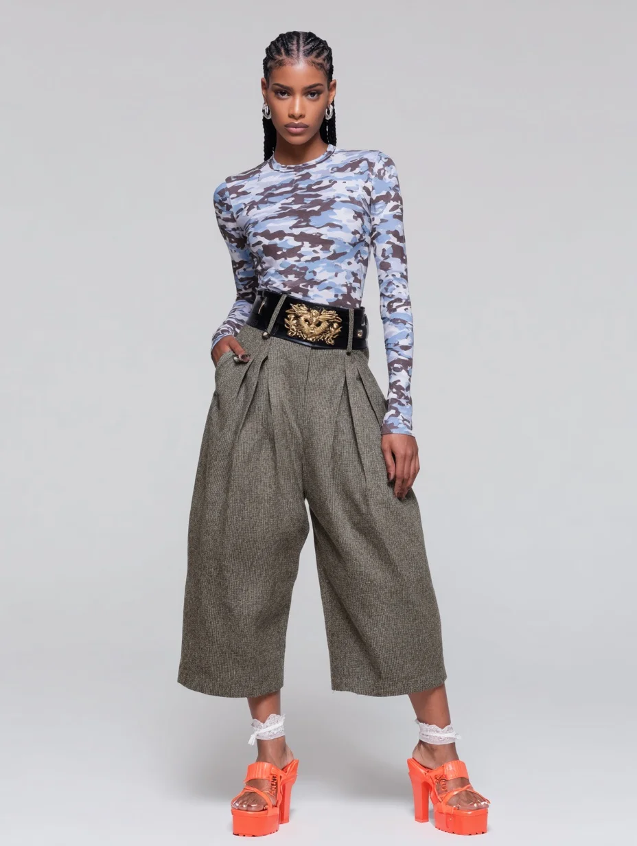 

Mia Muse Women's T-Shirts Autumn Winter Fashion Daily 2025 Stylish Chic Camouflage Long Sleeve Round Neck Casual T-Shirts