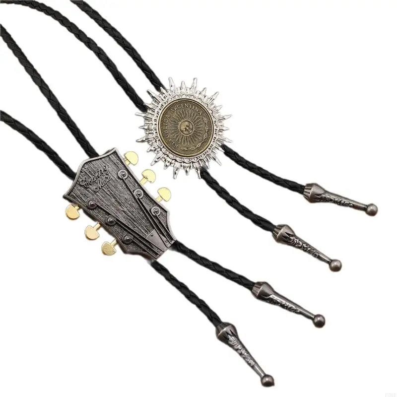 P0RF Western Necklace Carved Pendant Bolo Tie for Teen Girl Shirt Sweater Decors