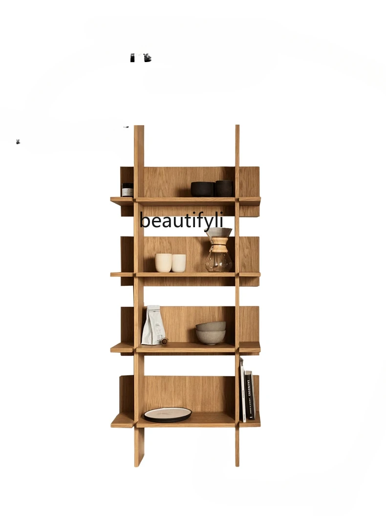 

Solid wood, floor rack, oak ultra-thin bedroom, living room wall storage rack, integrated wall storage rack