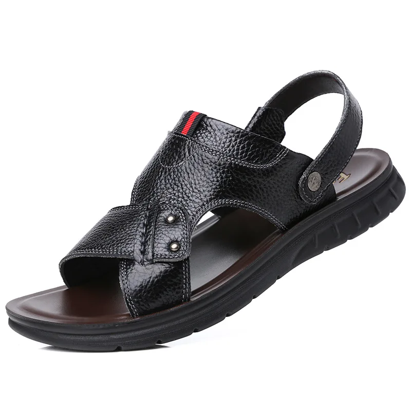 Mens Shoe Big Size 50 Men Leather Sandals Summer Classic Slippers Soft Sandals Men Roman Comfortable Outdoor Walking Footwear