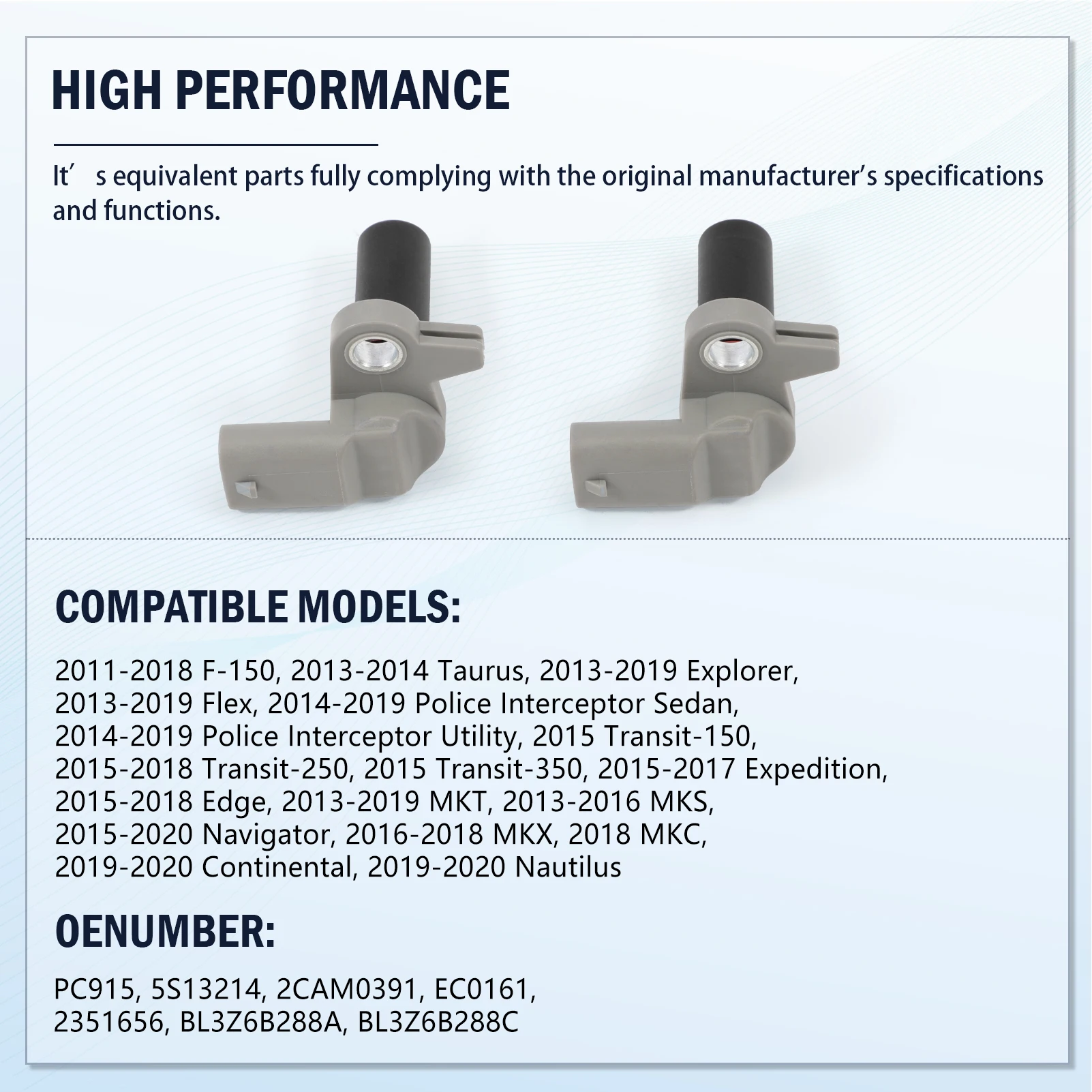 2 PCS 5S13214 เซ็นเซอร์ตำแหน่งเพลาลูกเบี้ยวสำหรับ F-150 ทอรัส เอ็กซ์พลอเรอร์ ทรานสิท-150 250 350 เอ็กซ์เพดิชั่น เอดจ์ BL3Z6B288C