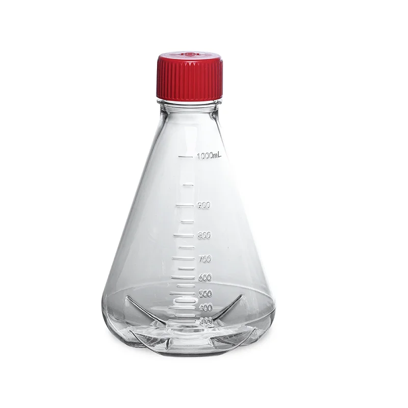 LABSELECT Triangle cell culture bottle, Breathable cover, Polycarbonate material, With baffle, 1000ml Erlenmeyer Flask, 17412