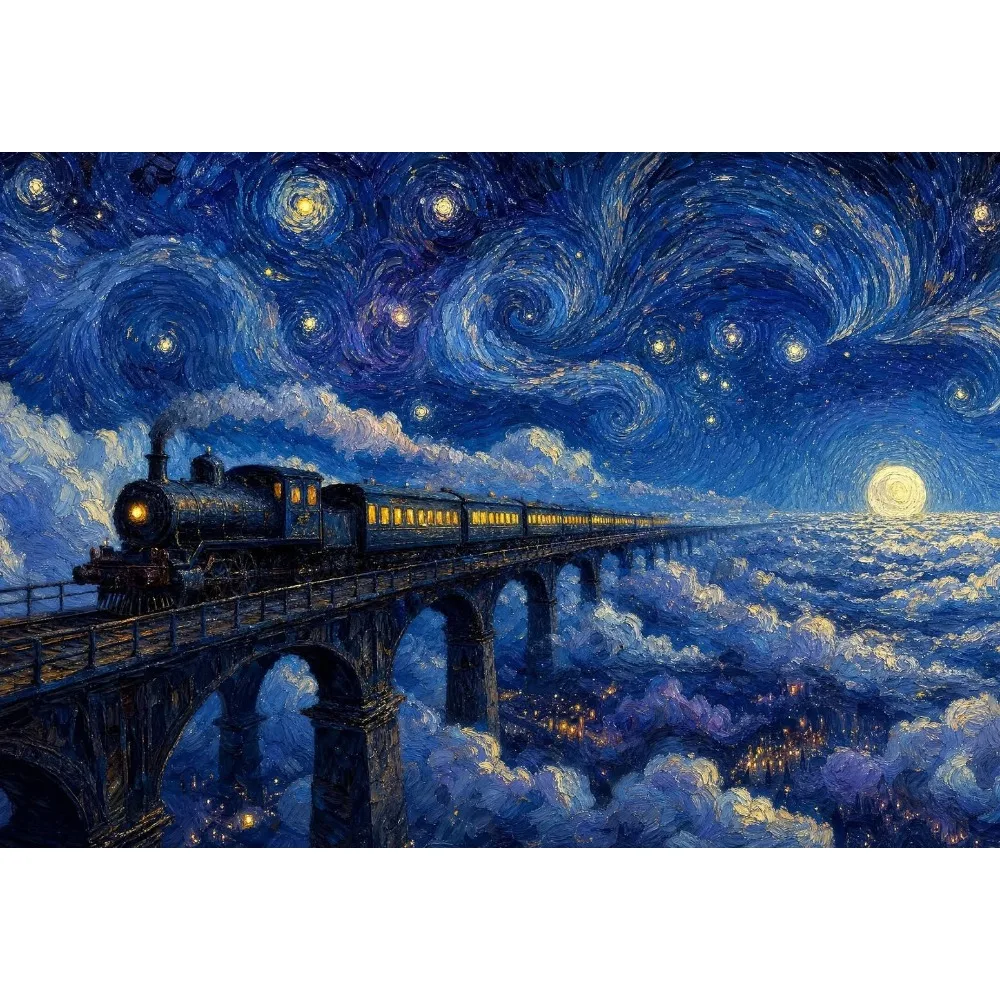 500/1000/1200/2000PCS Puzzles Cloud Based Train Jigsaw DIY Modern Home Wall Decor Educational Gifts Brithday and Holiday Gifts