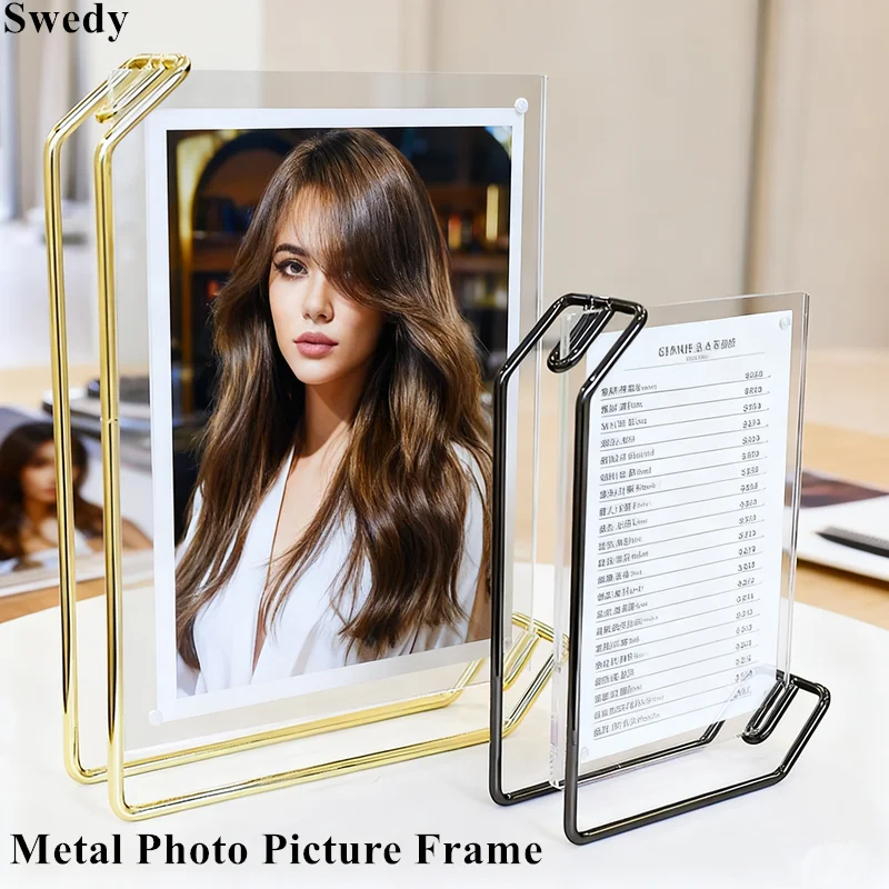 2 Pieces A4 210x297mm Metal Acrylic Sign Holder Display Stand Menu Holder 8.5 x 11 Inch Wedding Gift Photo Picture Poster Frame