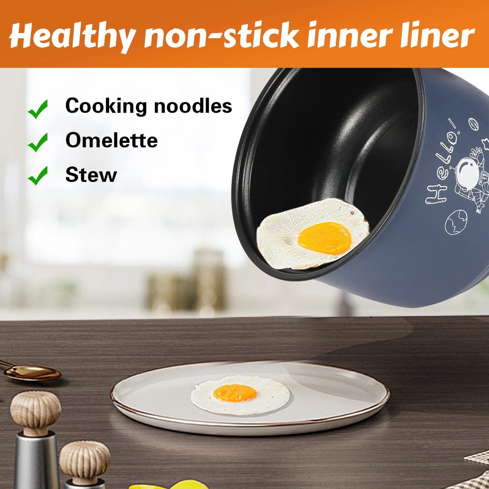 1.8 L Single/Double Layer Mini Electric Pot Non-stick Pan with Steamer 1-2 People Household Multifunc Electric Cooker Cook Tool