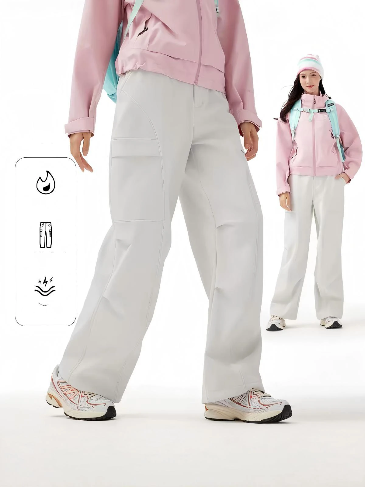 Women's Outdoor Assault Pants 2026 Autumn Winter Anti Splash Velvet Work Pants Loose Fashionable Hiking Mountaineering Pants