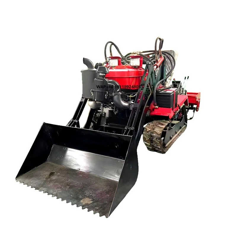 Crawler Micro Tiller Four-wheel Drive Rotary Tiller Orchard Greenhouse 25HP Rotary Tiller Trencher