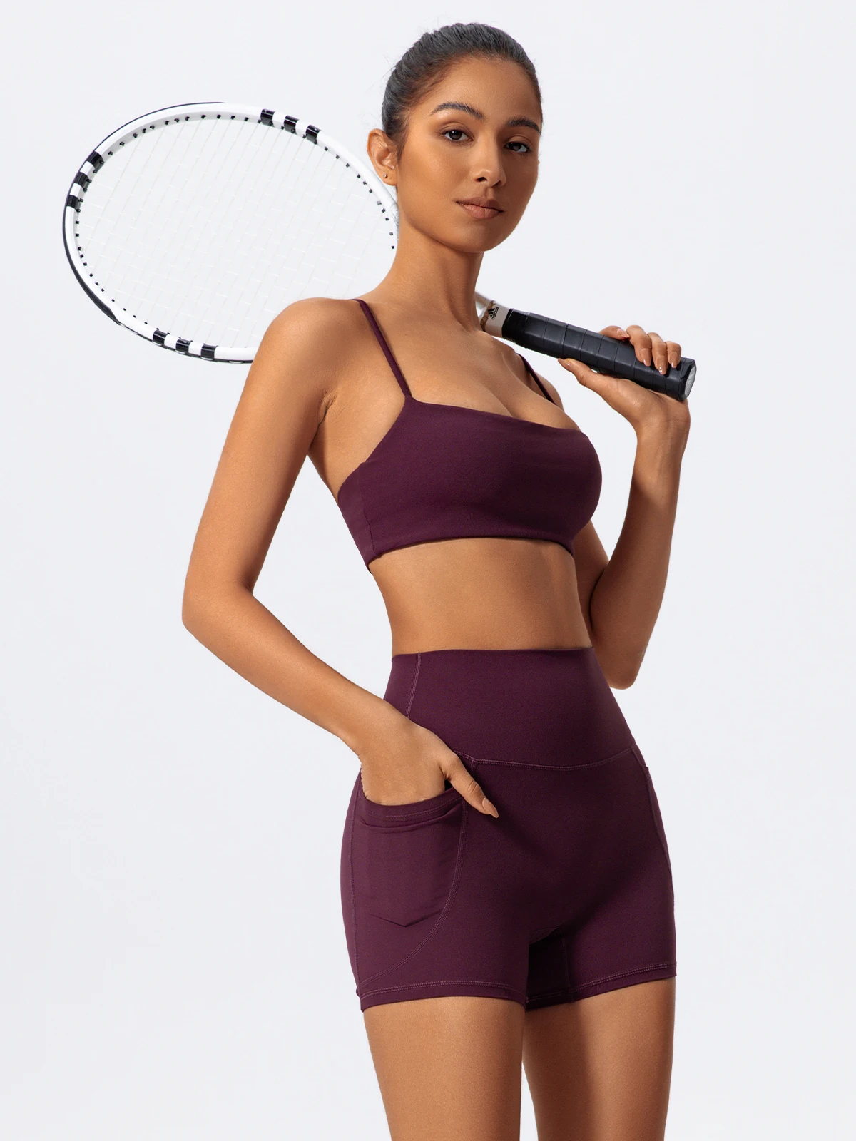 Sommer Damen Zweiteiliges Fitness-Set, Sport-BH und Shorts, Schnelltrocknende Yoga-Kleidung, Sport-BH-Anzüge – Detail 17
