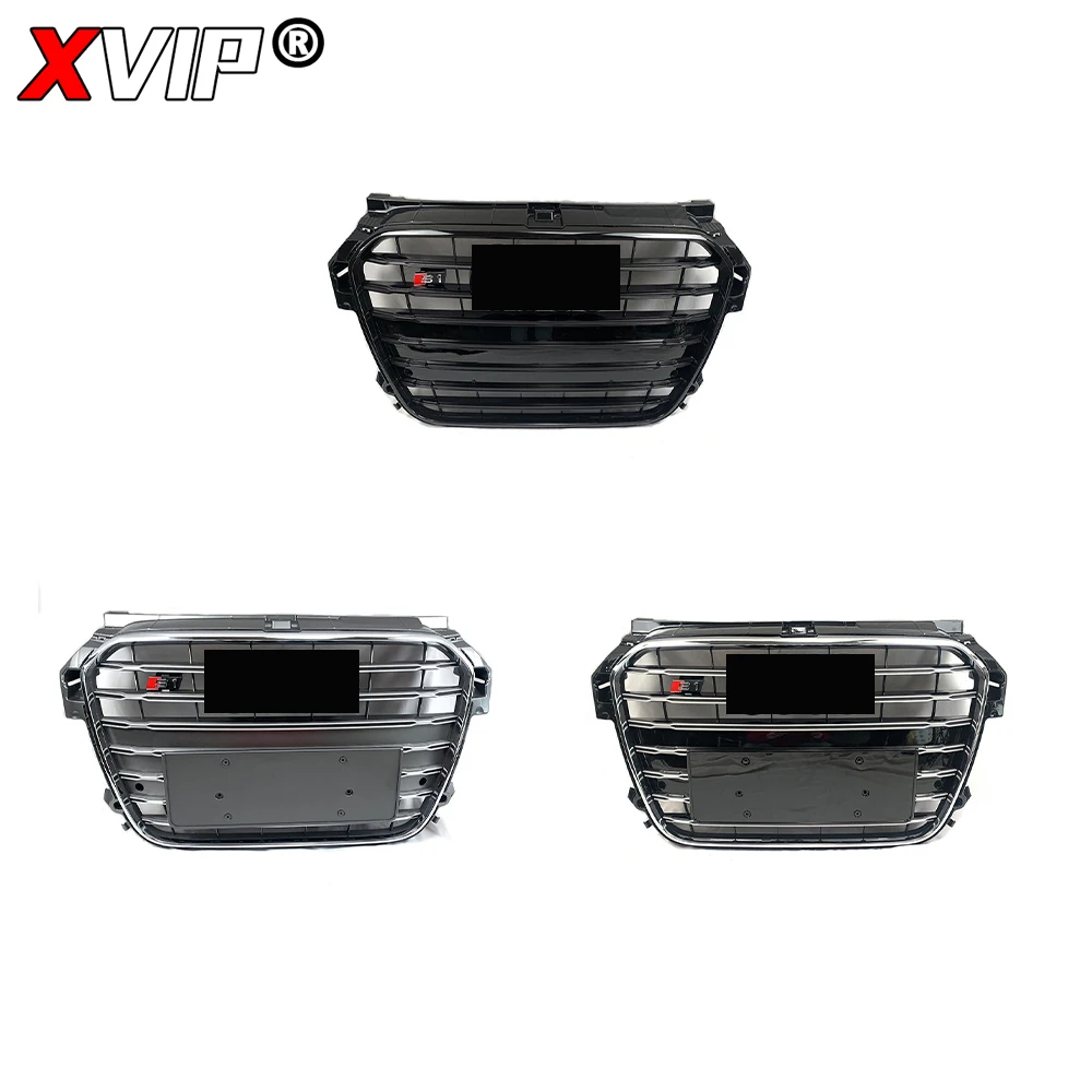 XVIP S1 Style Silver And Black Front Bumper Grille For Audi A1 8X 2011-2015 Chrom Frame To RS1 Style Racing Grilles Upper Grille