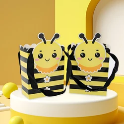 20PCS Honey Bee Small Gift Bags with Handles Bee Bags for Party Favor Bee Paper Bags for Bee Party Decorations