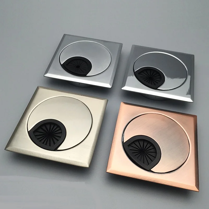 Zinc Square 60mm Desktop Cord Wire Hole Cover Grommet Bronze Chrome Satin Nickel