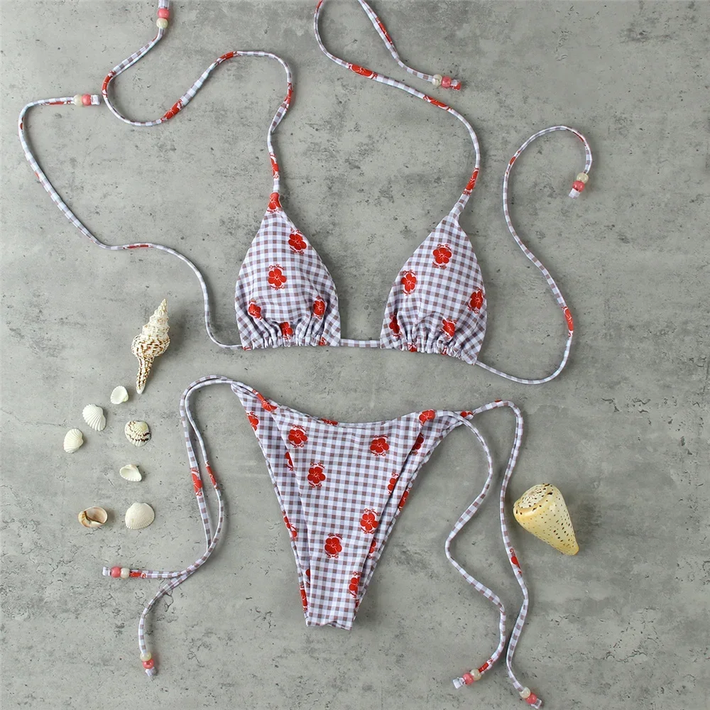 Micro Bikini Push Up Women Swimsuits 2025 Sexy Swimwear Brazilian Bikini Set Halter Biquini Swim Suits Print Beachwear Female