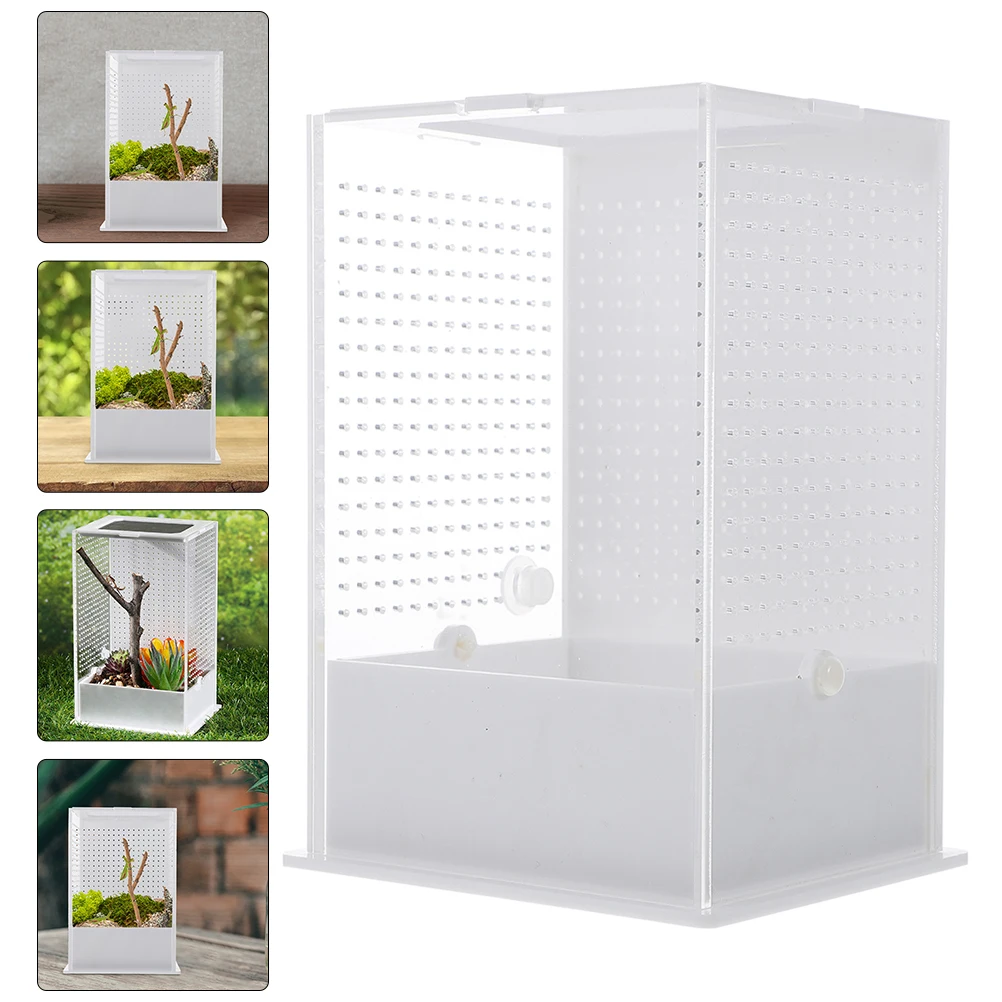 

Acrylic Reptile Breeding Box Transparent Gecko Tank Spider Cage Durable Front Opening Mantis Feeding Container Pet Habitat