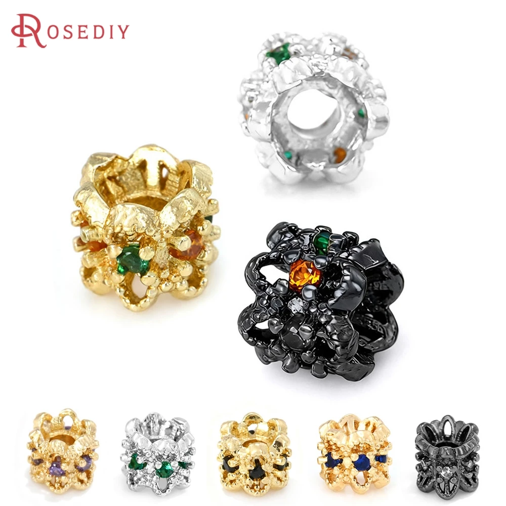 

10PCS 18K Gold Color Brass and Zircon Double Side Beads Caps Spacer Beads High Quality Diy Necklace Earrings Making Accessories