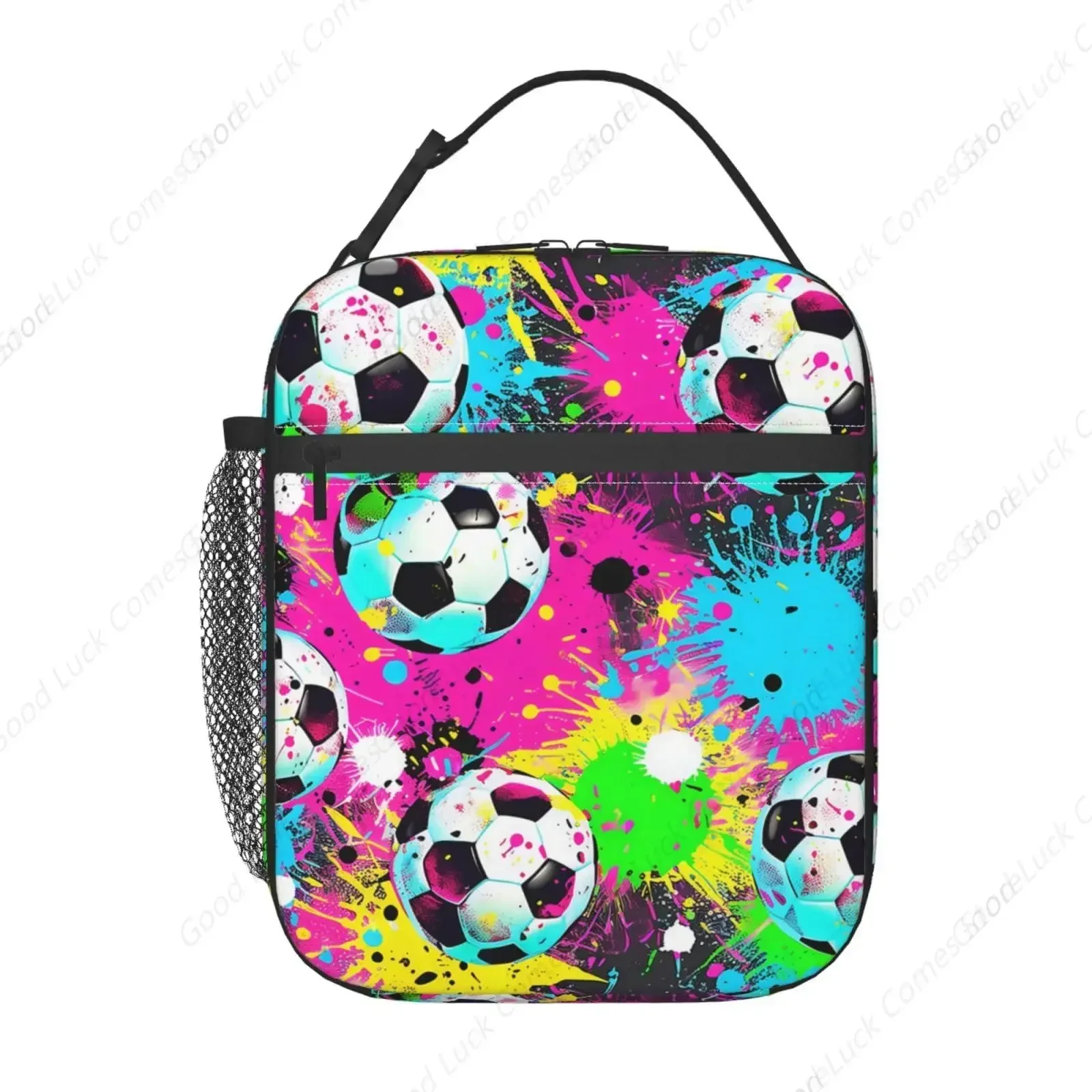Reusable Soccer Lunch Box for Kids Girls Boys Women Adult, Insulated Sport Lunch Bag,Polyester Cooler Gaming Handbags Case