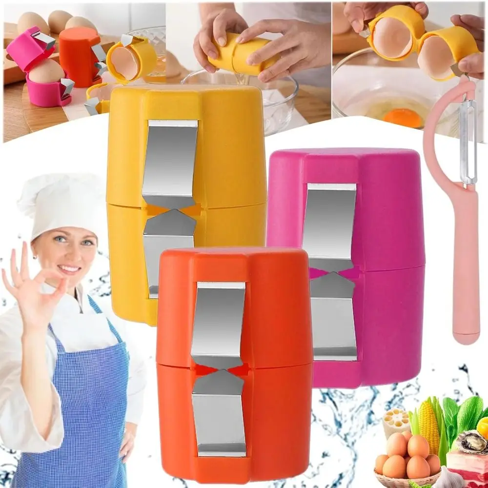 New Cute Egg Shell Opener Stainless Steel Kitchen Baking Tool Egg Peeler Household Handheld Egg Separator Tool for Raw Eggs