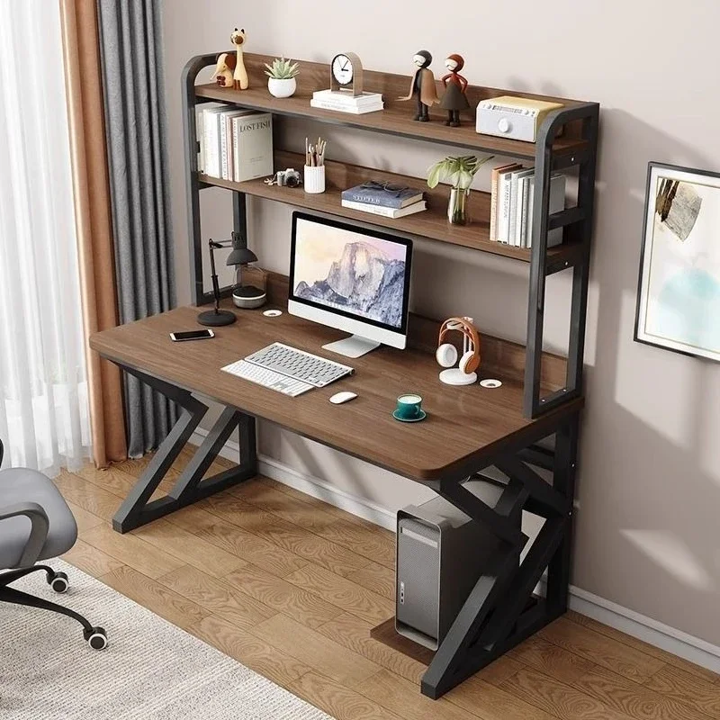 Desktop computer desk Home desk Bookshelf Integrated combination Small apartment hole board Learning