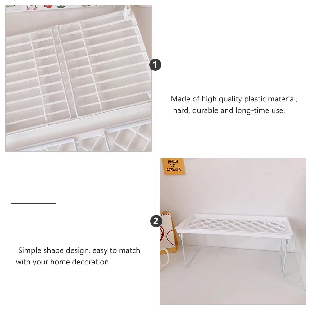 

2pcs Plastic Desktop Storage Rack Foldable Stationery Organizer -Saving Heightening Holder For Office Home