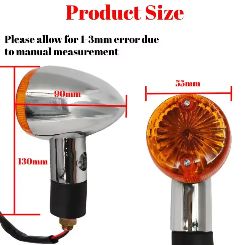 Universal 12V Amber Motorcycle Turn Signals - Bullet Style Bulb Indicators for Honda, for Yamaha & for Cafe Racer Custom