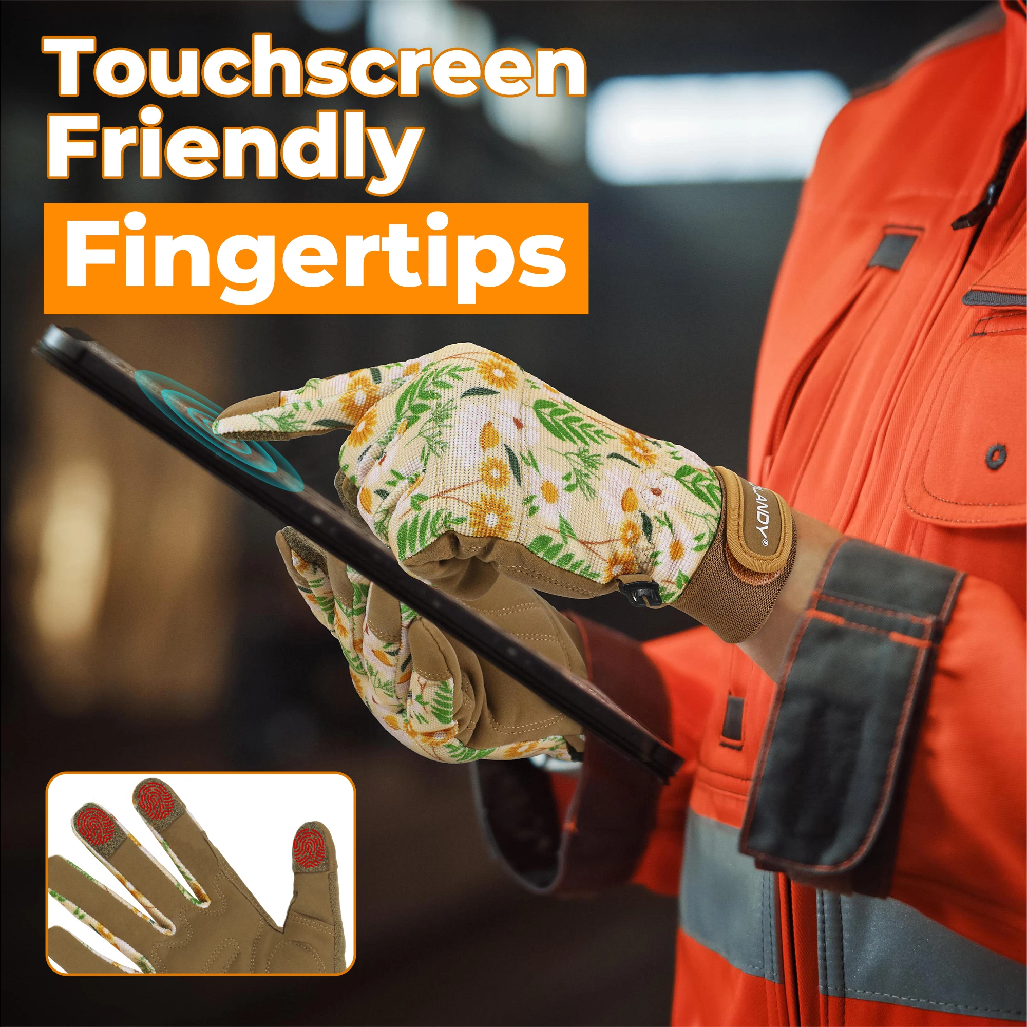 HANDLANDY Sicherheits-Arbeitshandschuhe für Damen, Utility-Touchscreen, Arbeitsgriff-Handschuh für Hofarbeiten, Gartenarbeit, atmungsaktive Mechaniker-Handschuhe
