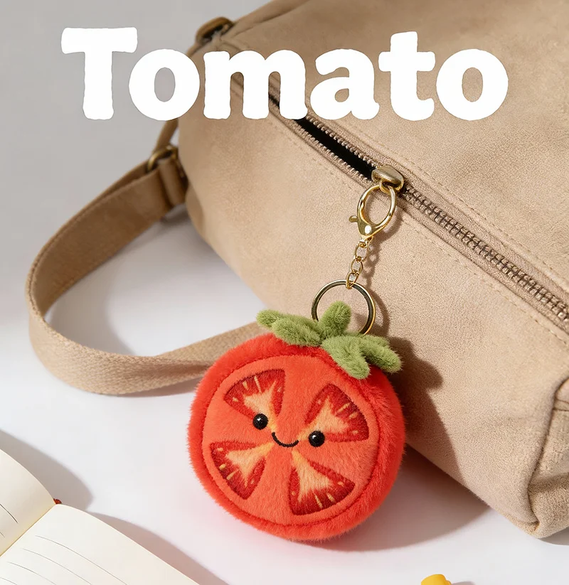 10cm kawaii dos desenhos animados simulação anime tomate cheio de brinquedo de pelúcia pingente adorável fruta tomate artesanal boneca presente