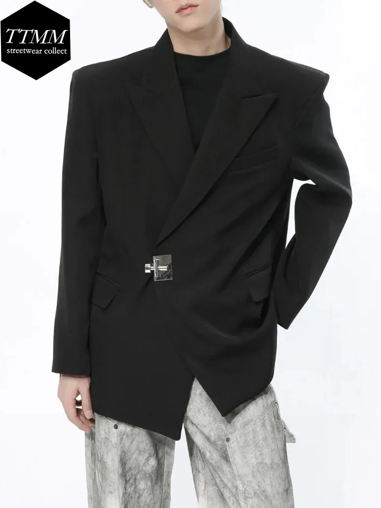 Men's Wear | 2025 Spring New Product, Small And Popular Design, Deconstructed Metal Buckle, High End Suit Trend