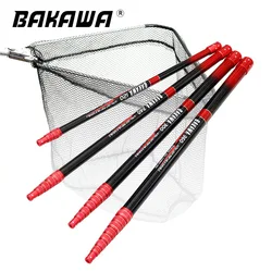 BAKAWA Lightweight Telescopic Carbon Fiber Fishing Landing Net Extending Foldable Pole Fly Hand Dip Net Tackle 2.1M 3.0M 3.6M