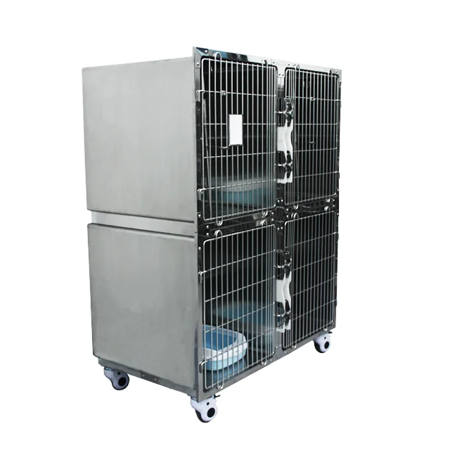 High Quality 4-Door Stainless Steel Veterinary Pet Cage for Dogs for Veterinary Clinics and Cat Owners 4