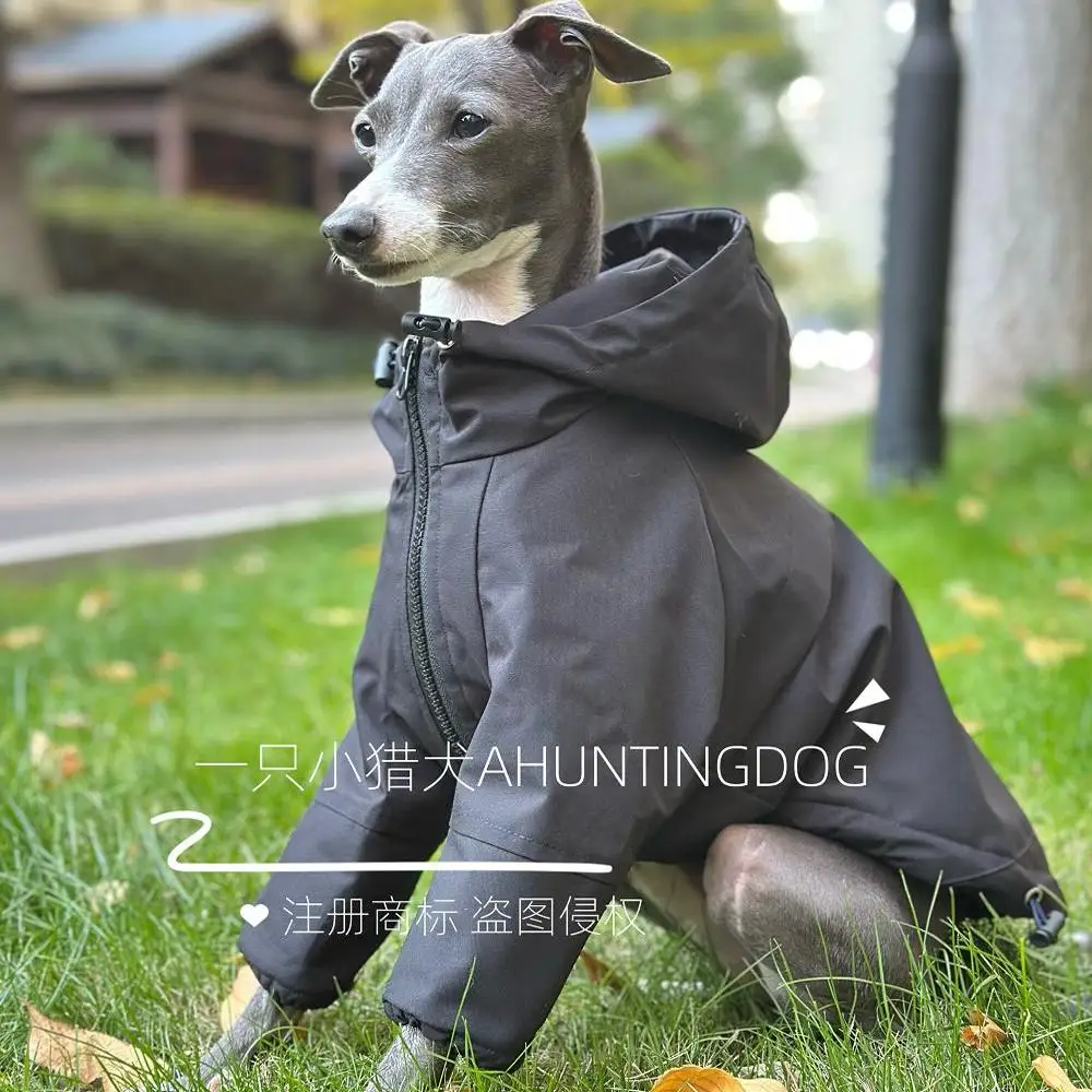 Winter Clothes For Airless Terrier Warm Black Whipbit Jacket Waterproof Coat Greyhound Doberman Clothes For Medium Large Dogs