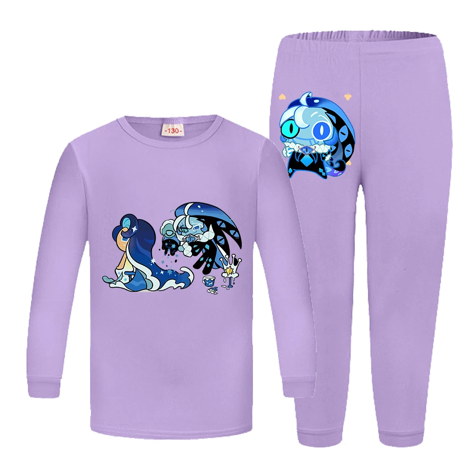Shadow Milk Cookie Clothes Kids Long Sleeve Pajama Sets Baby Girls Cute Cartoon Pijamas Children Casual Tops Pants 2pcs Set
