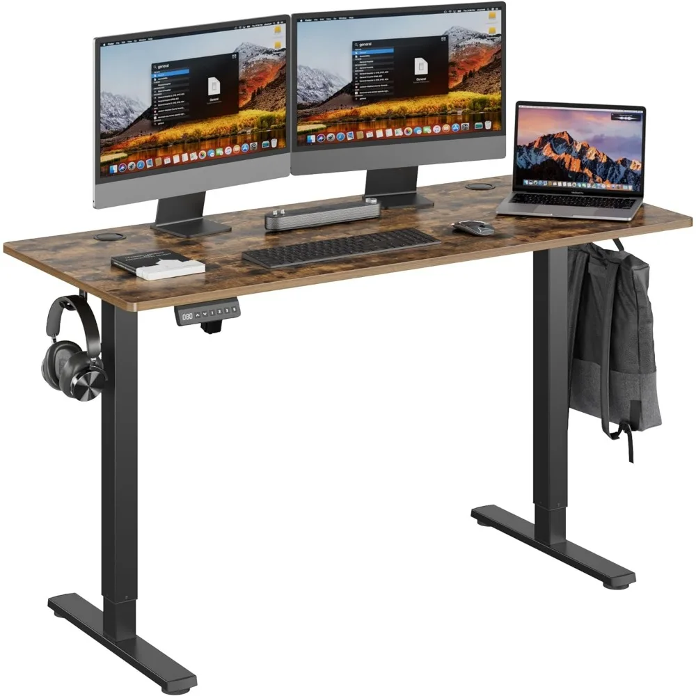 

Height Adjustable Electric Standing Desk, 55 x 24 Inches Ergonomic Stand up Table, Sit Stand Home Office Desk with Splice Board