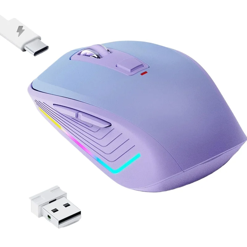 Wireless Dual Mode Mouse Mute Adjustable DPI Charging Ergonomic Small Hand Mouse with Backlight