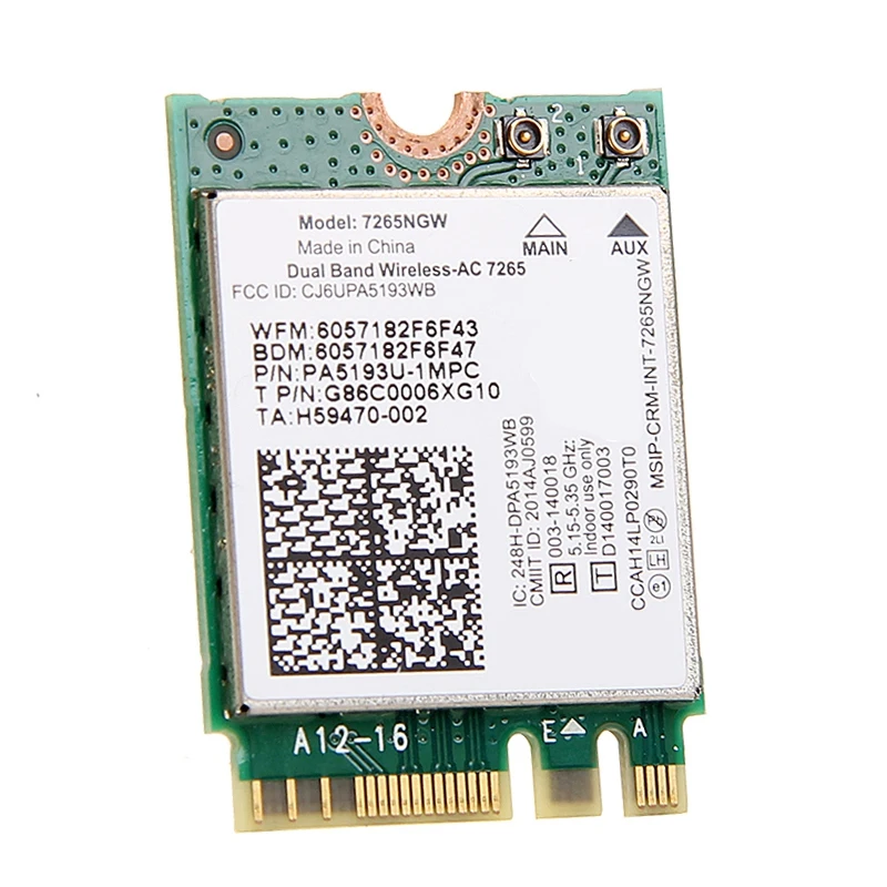 For  Dual Band Wireless-N 7265 7265NGW 802.11N 2 X 2 Wifi 300Mbps NGFF M.2 Card 7265NB 2.4G / 5G