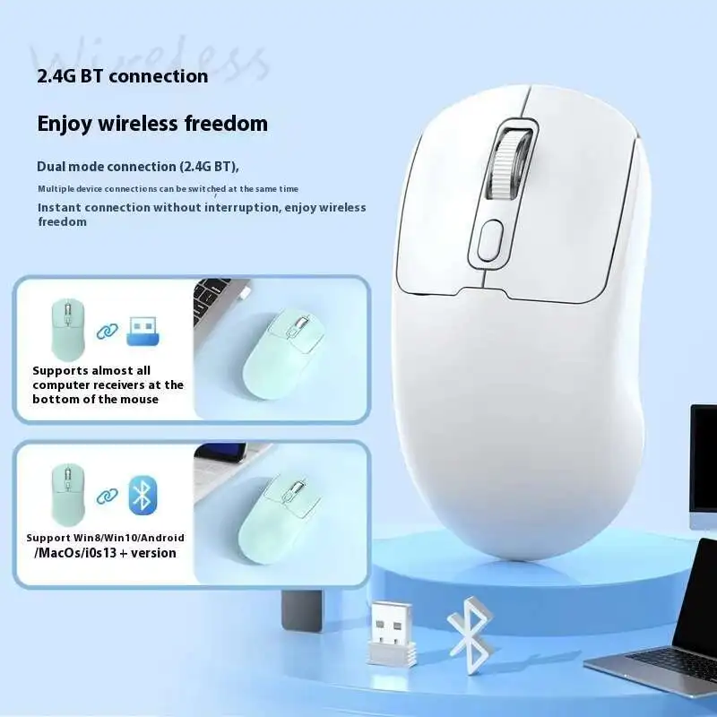 Drahtlose Bluetooth Bunte Maus Dual Modus 2,4G Typ-C Wiederaufladbare Optische Ergonomische Gamer Rosa Mäuse Stumm Büro Für Laptop PC