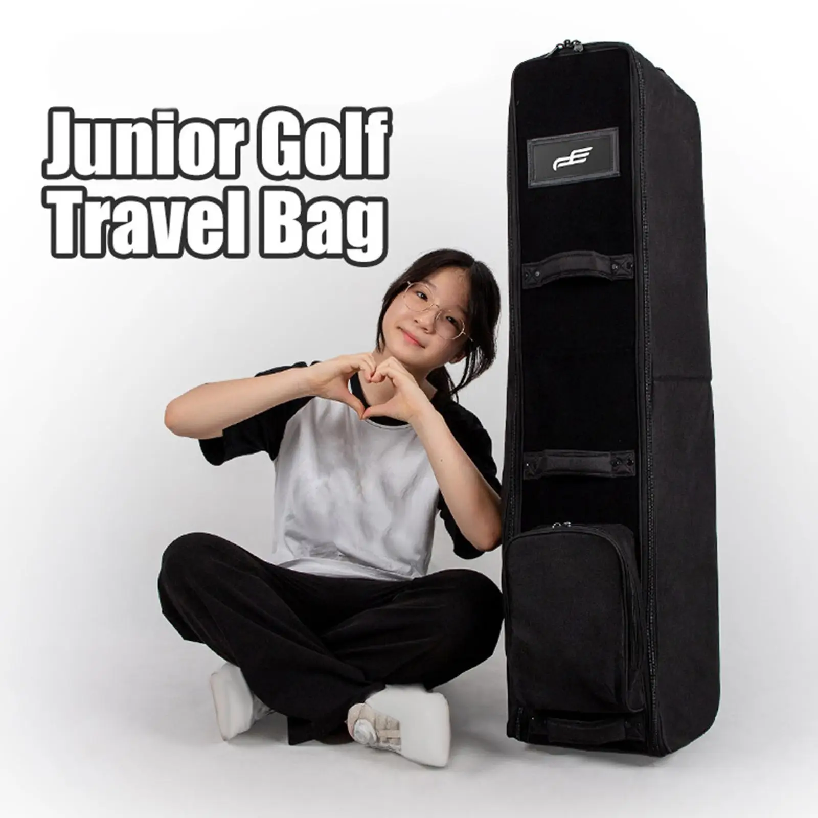 

Golf Travel Bag with Wheels Large Capacity Fit Junior Sized Golf Bag Club Protection Carrying Handle Golf Club Travel Case