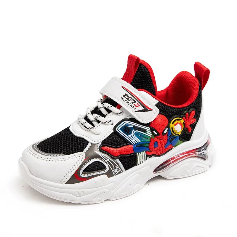 Disney Children\'s Shoes Fashion Cartoon Spiderman Sneakers for Boys Breathable Sport Shoes Anti-slip Toddler Shoes Student Shoes