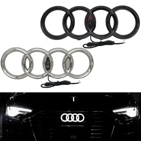 LED 로고 라이트 자동차 전면 후면 트렁크 엠블럼 스티커, 아우디 A3 A4 A5 A6 Q5 RS5 A4L Q3 A8 배지 데칼 외부 장식