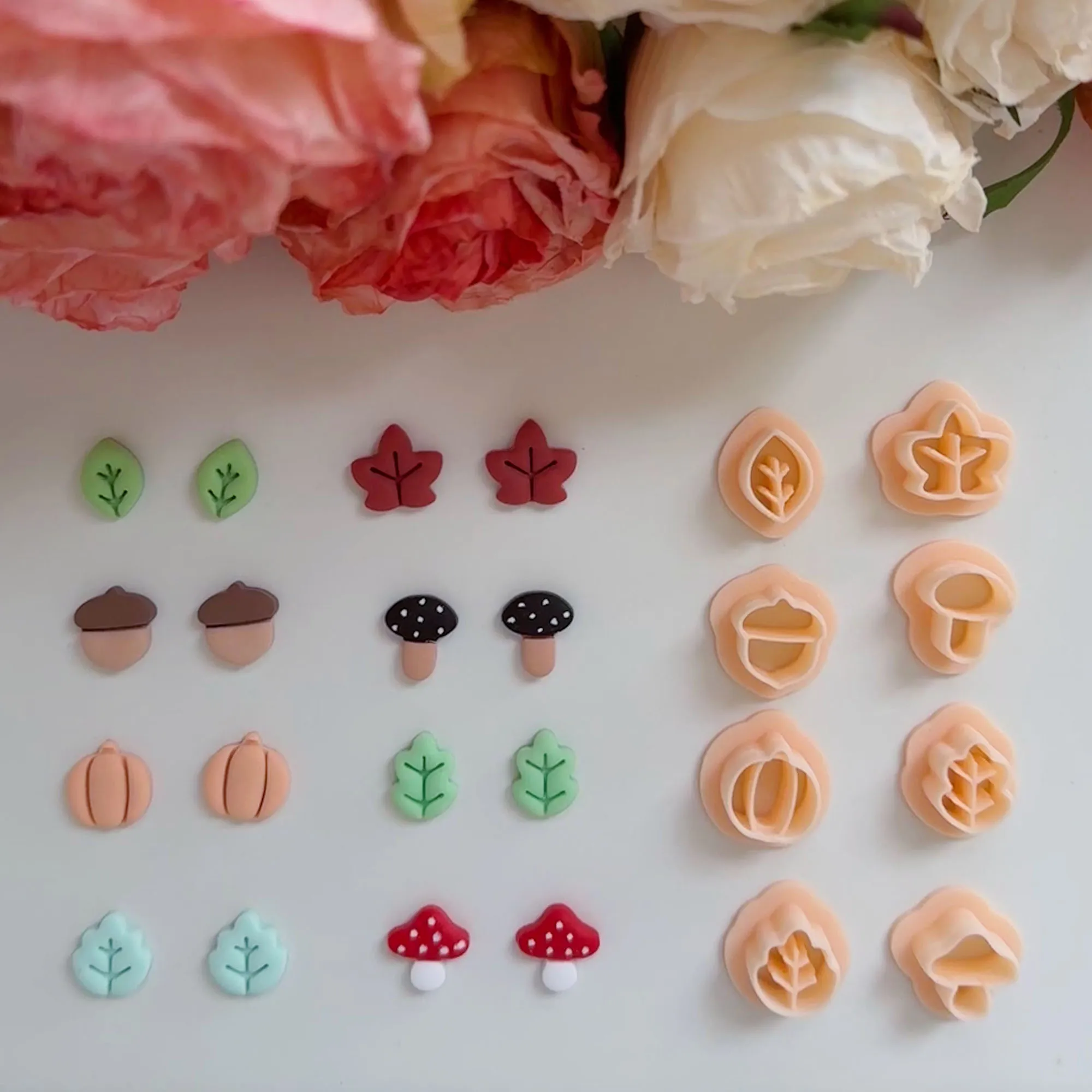 1Pc Mini Leaf/Hazelnut/Mushroom/Pumpkin/maple leaves Shaped Polymer Clay Cutters For DIY Earrings Stud Makings image 5