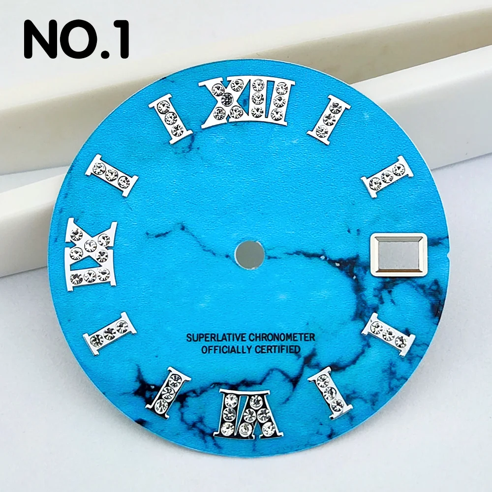 قرص NH35 قرص 28.5 ملم قرص ماسي مدمج تقويم واحد قرص متصدع مناسب لحركة NH35/NH36 قرص أزرق عالي الجودة