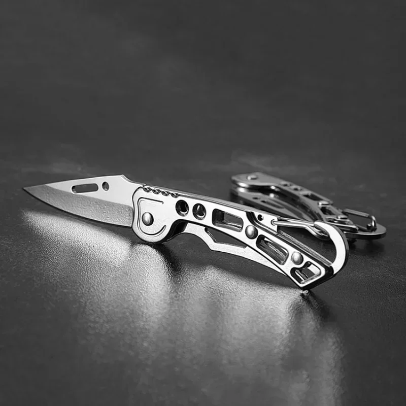 Fruit Knife Folding Pocket Knife Stainless Steel Mini Fruit Knife Non-slip Handle with Keychain Knife for Kitchen Accessories