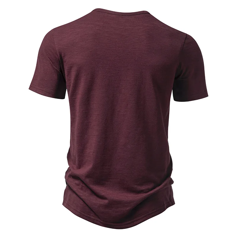 2026 Herren V-Ausschnitt Bambusfaser T-Shirt Mittelstreifen 4-Knopf Kurzarm Eng Anliegend Atmungsaktiv Lässig Sommer Alltags-Oberteil – Detail 19
