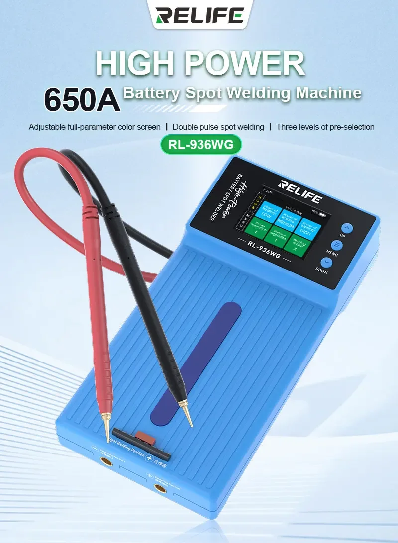 

RELIFE RL-936WG Battery Spot Welding Machine With High Power 650A Double Pulse Spot Soldering For Mobile Phone Repair Tools