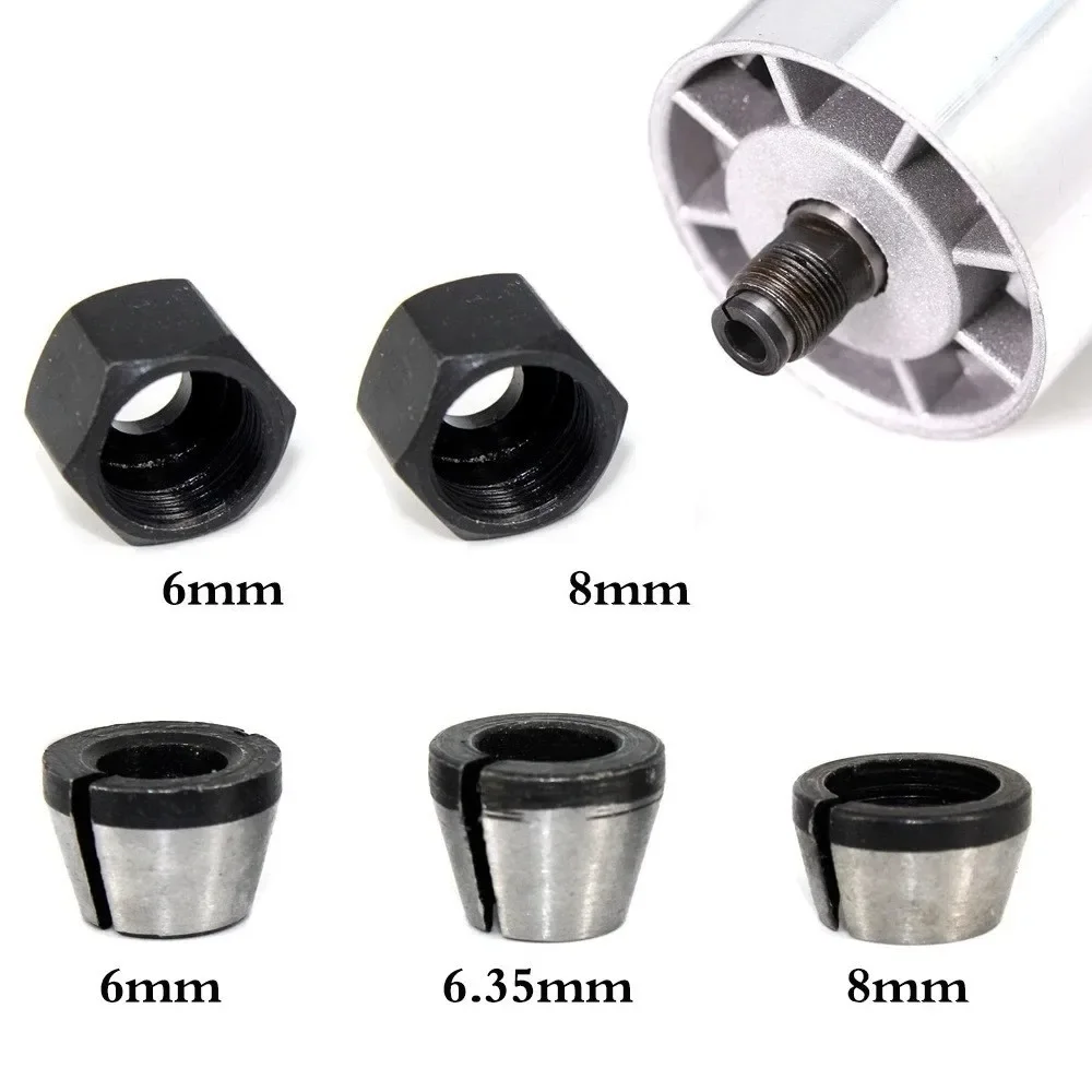 Alta Qualidade Router Bit Collet, Trimmer Chuck, Carpintaria, 1/4 ", 6mm, 8mm, Brand New, 5Pcs, Conjunto