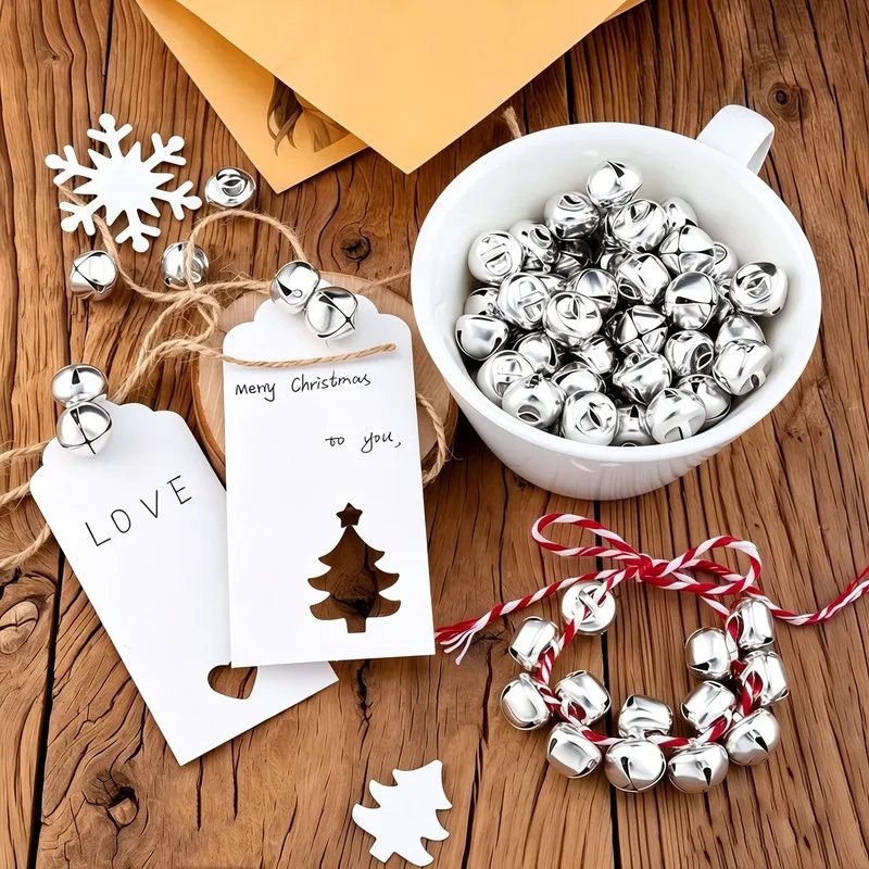170 pcs 8mm Jingle Bell Charms for Pet Collar Charm, Cross Shape Design, Metal Alloy Material, Multipurpose, Silver