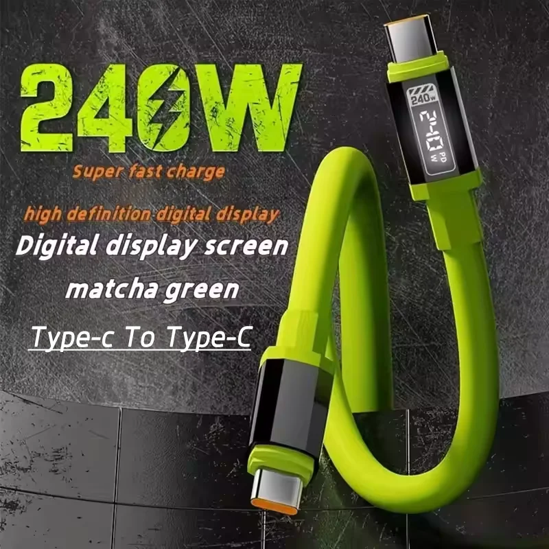 PD240W Кабель для быстрой зарядки типа C к типу C с цифровым дисплеем Кабель USB C для iPhone 15 16 Pro Samsung Xiaomi iPad Шнур для передачи данных