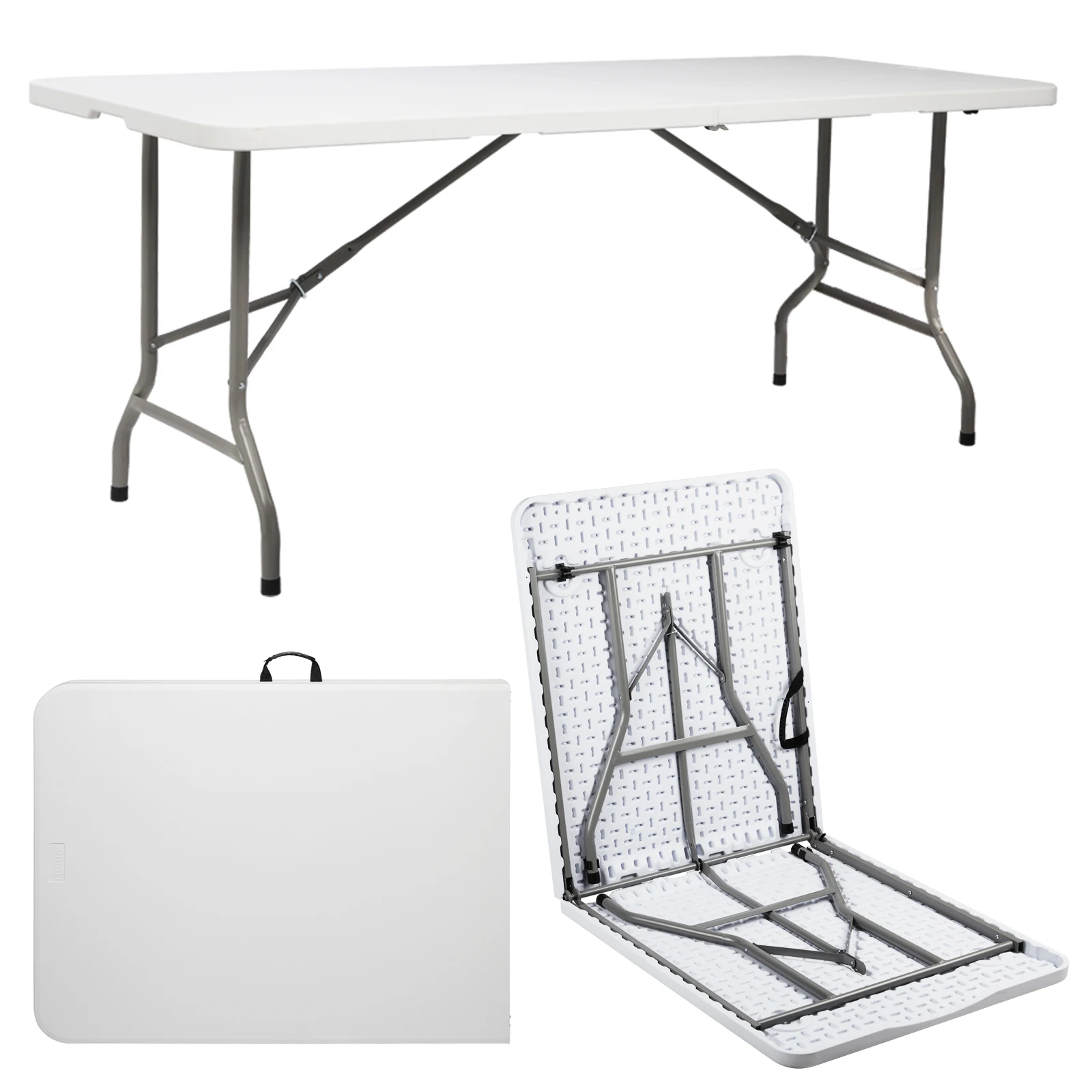 Outdoor Patio Foldable Rectangular Dining Table, Heavy Duty Stable Structure Easy Fold And Portable Design, Weather Resistant Multifunctional Long Table For Garden Backyard Picnic Party Camping Home Outdoor Leisure Use